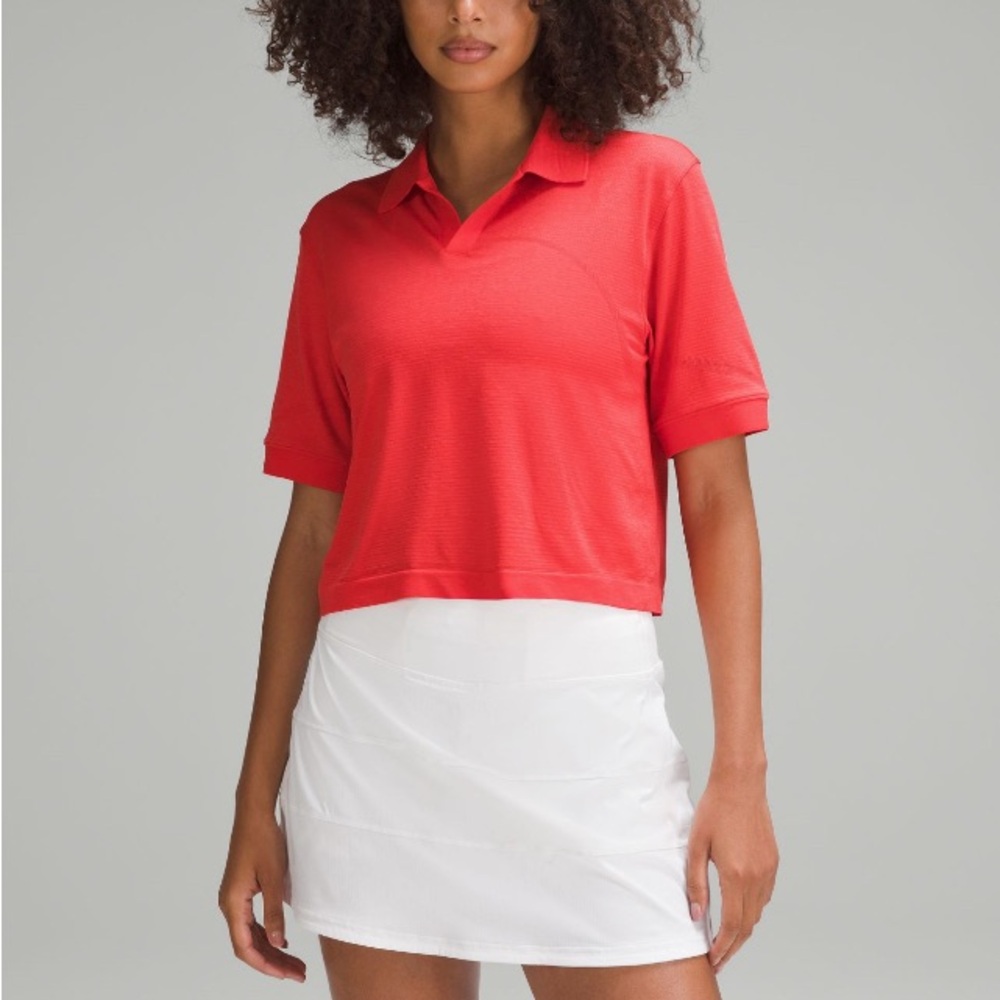 Lululemon Athletica Swiftlu Tech Relaxed Fit Hot Heat Red Glow Polo Shirt size 6
